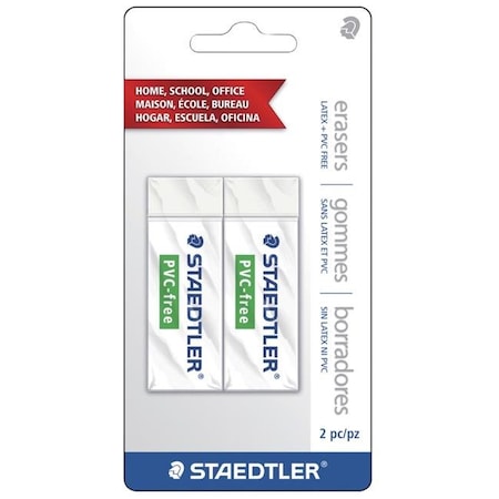 Staedtler 2004275 2.5 X 1 X 0.5 In. PVC-Free Erasers; White - Pack Of 2